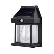 Solarna LED Zidna Lampa – Fenjer sa Senzorom Pokreta i Sijalicom | Spoljna Solar Lampica za Dvorište, Terasu i Fasadu