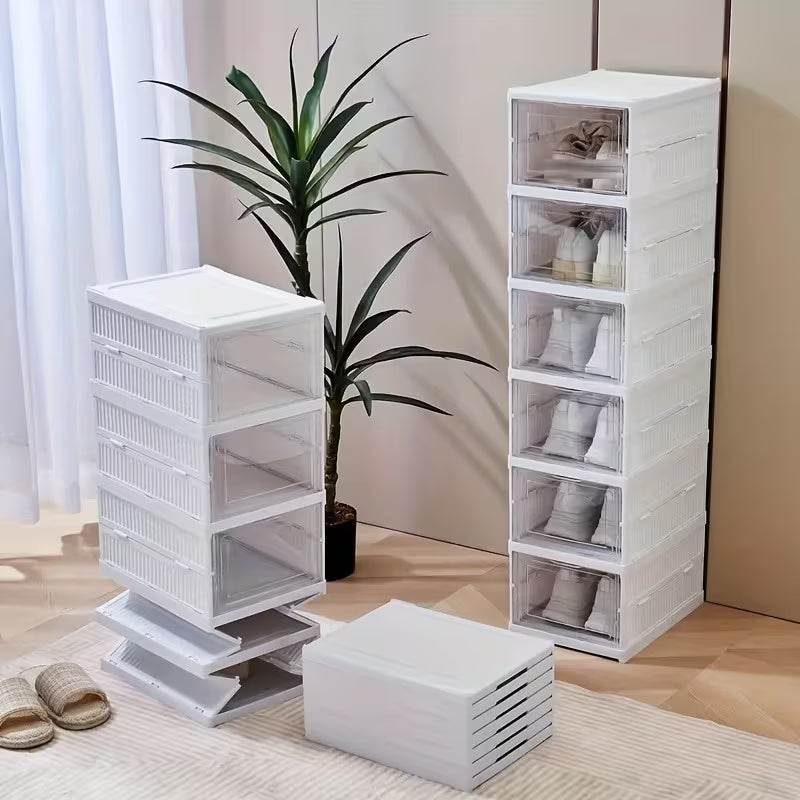 Sklopivi Ormar za Cipele sa 6 Nivoa – Modularni Organizator za Obuću sa Providnim Vratima