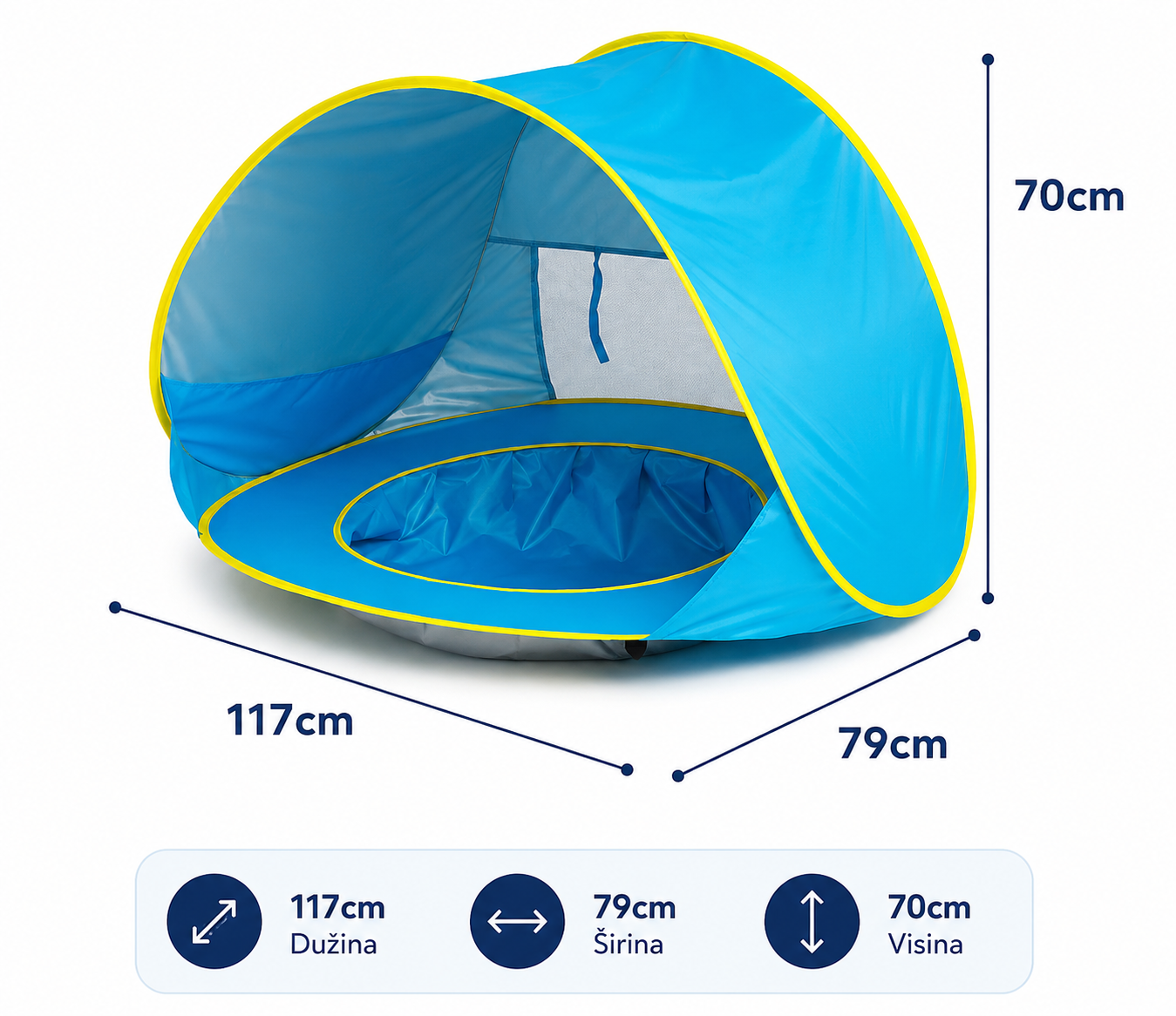 Dečiji Pop-up Šator Bazen sa UV Zaštitom — 2u1 za Plažu i Baštu
