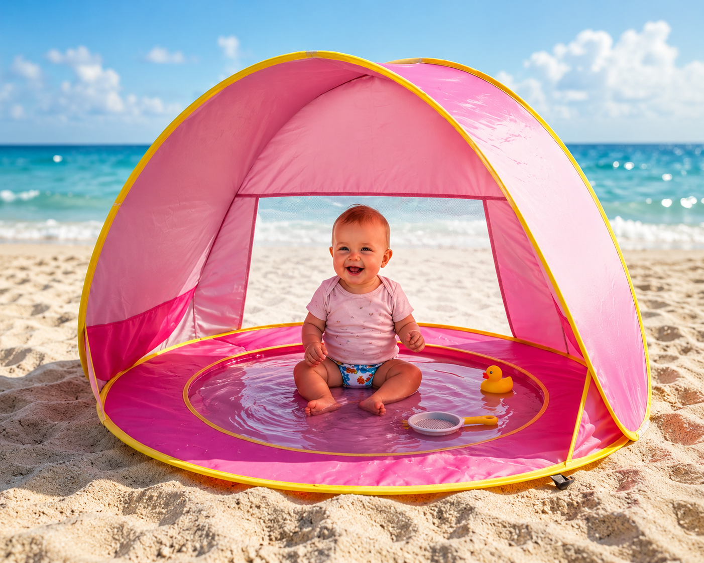 Dečiji Pop-up Šator Bazen sa UV Zaštitom — 2u1 za Plažu i Baštu