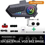 V10 Pro Intercom Bluetooth Slušalica za Kacigu — 32h Baterija, IPX6 Zaštita