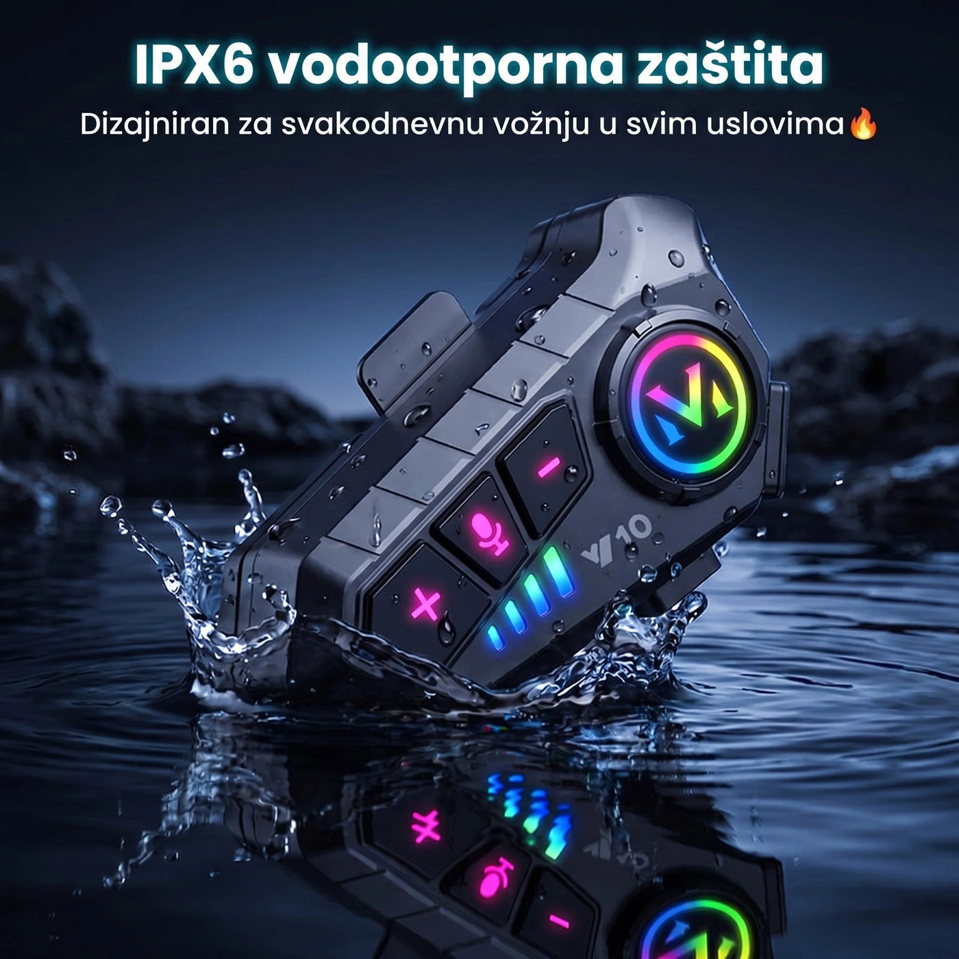 V10 Pro Intercom Bluetooth Slušalica za Kacigu — 32h Baterija, IPX6 Zaštita