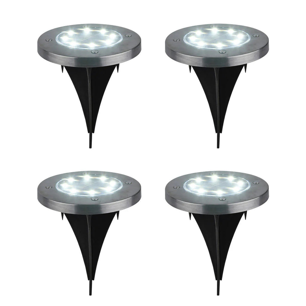Solarne LED Disk Lampe za Dvorište – Ubodne Baštenske Lampe sa Senzorom Svetla (Set 4 Komada)
