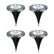 Solarne LED Disk Lampe za Dvorište – Ubodne Baštenske Lampe sa Senzorom Svetla (Set 4 Komada)