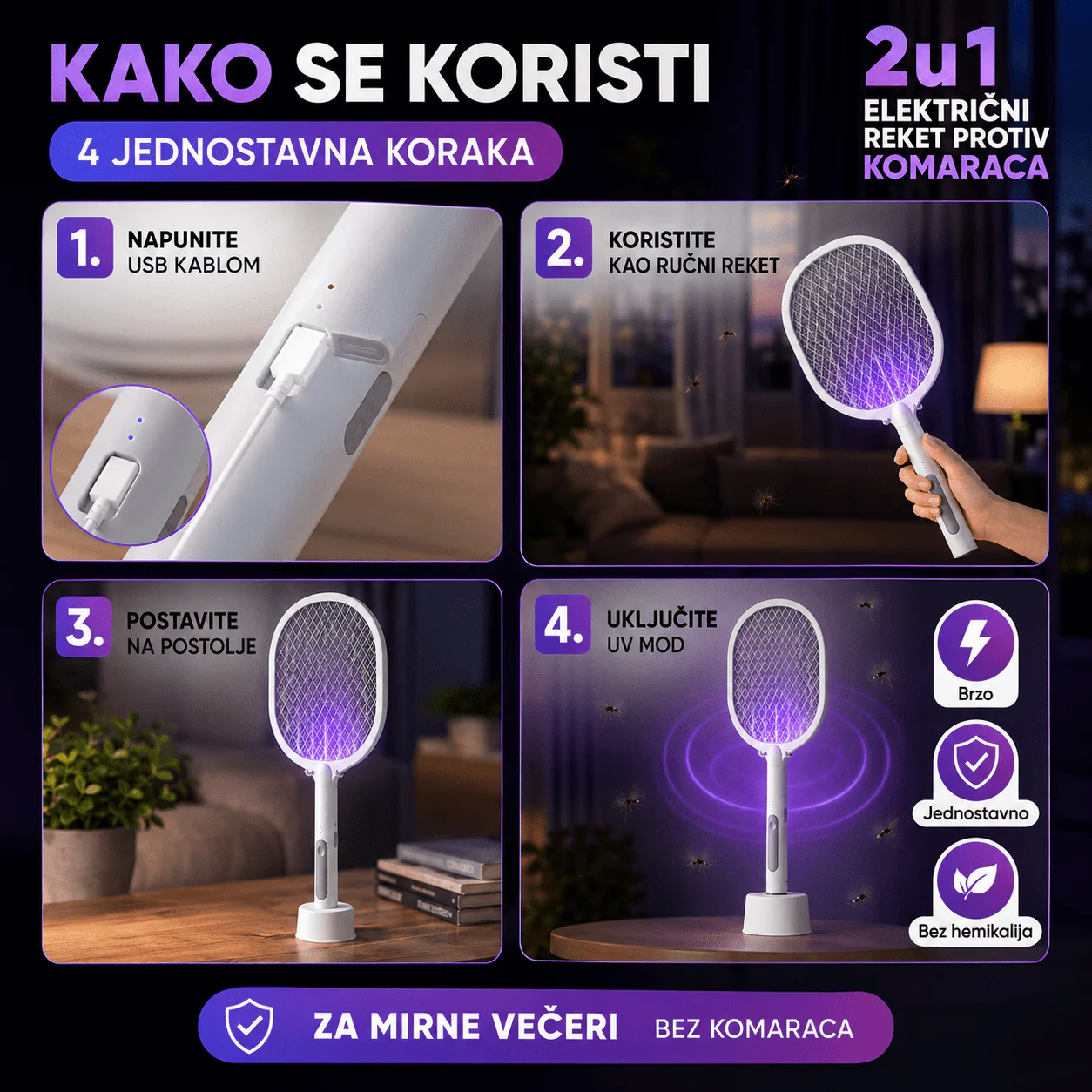 2u1 Električni Reket Protiv Komaraca