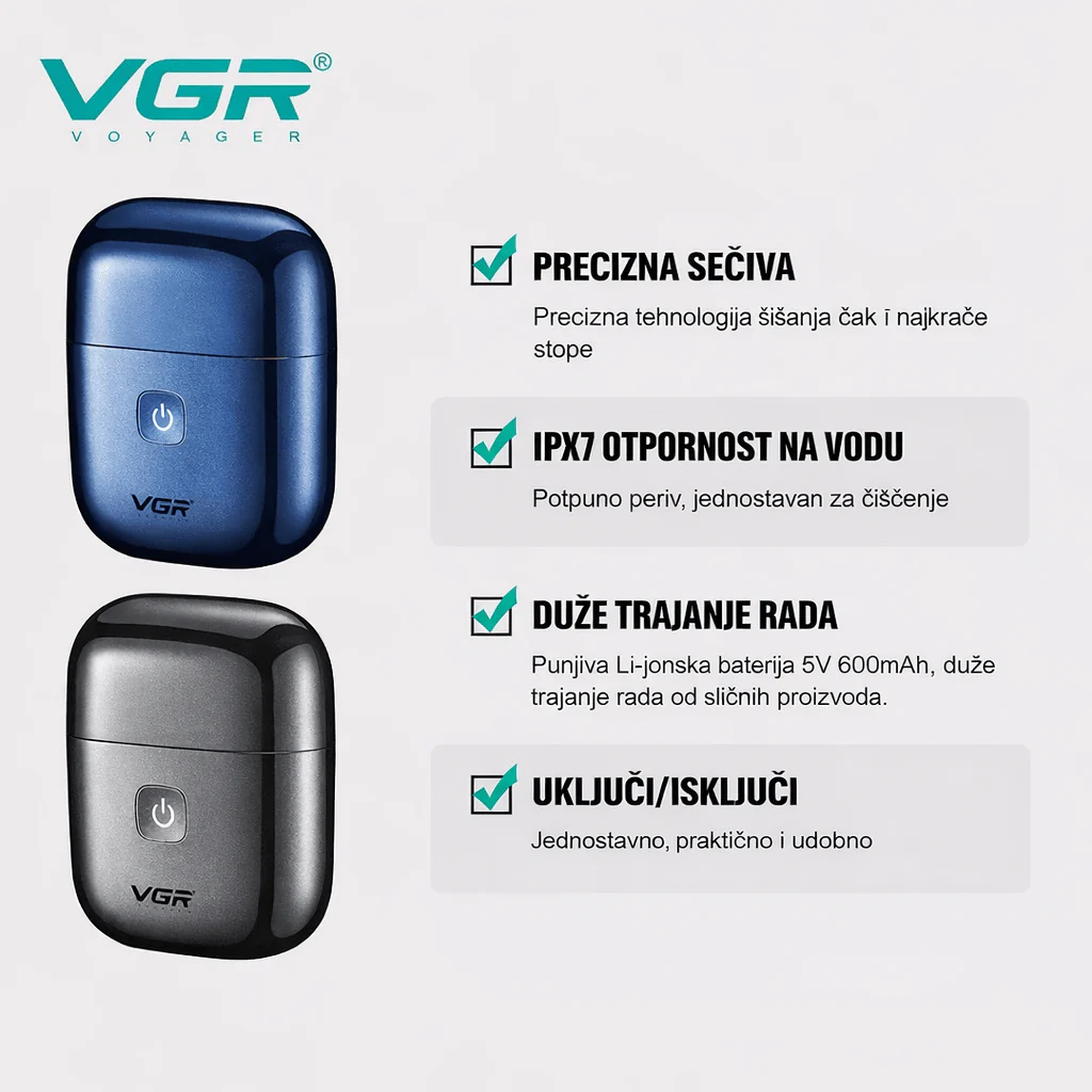 VGR V-340 – Profesionalni foil brijač (IPX7 vodootporan)