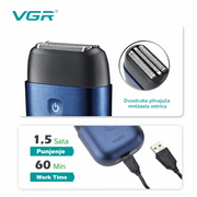 VGR V-340 – Profesionalni foil brijač (IPX7 vodootporan)