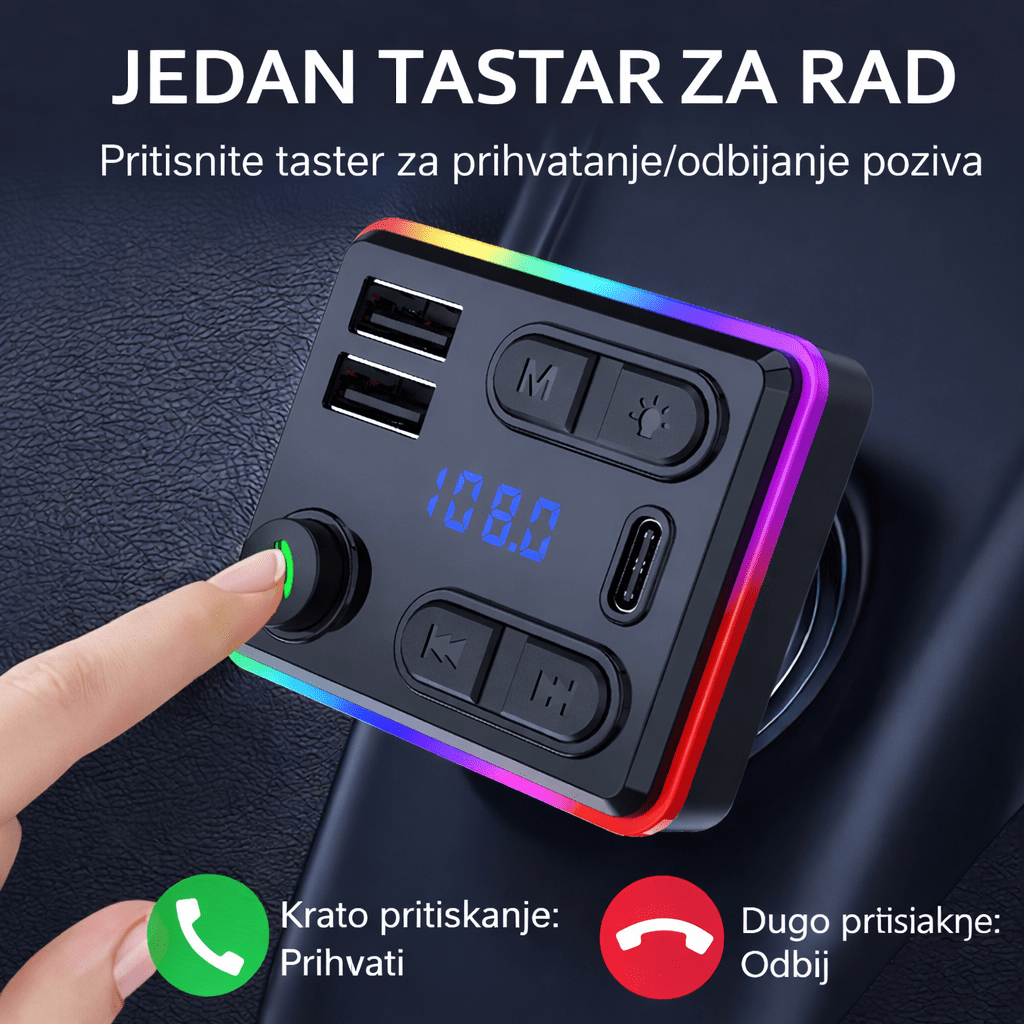 🚗 M48 FM Transmiter za Auto – Bluetooth MP3 Transmiter sa Handsfree funkcijom