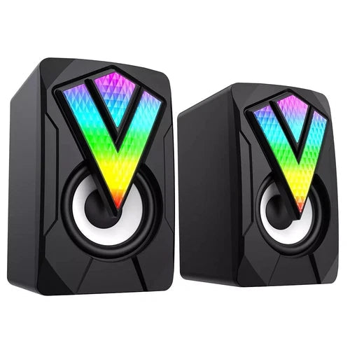 RGB Gaming Zvučnici za PC – Stereo 2x3W Mini Desktop Zvučnici sa LED Osvetljenjem za Kompjuter i Laptop