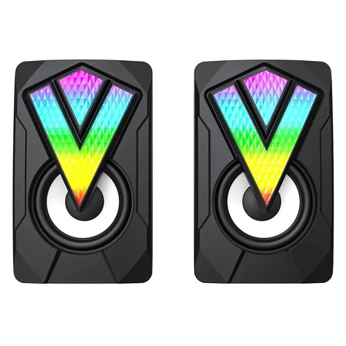 RGB Gaming Zvučnici za PC – Stereo 2x3W Mini Desktop Zvučnici sa LED Osvetljenjem za Kompjuter i Laptop