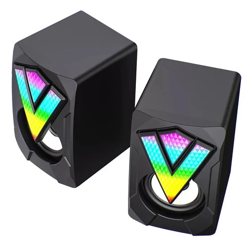 RGB Gaming Zvučnici za PC – Stereo 2x3W Mini Desktop Zvučnici sa LED Osvetljenjem za Kompjuter i Laptop