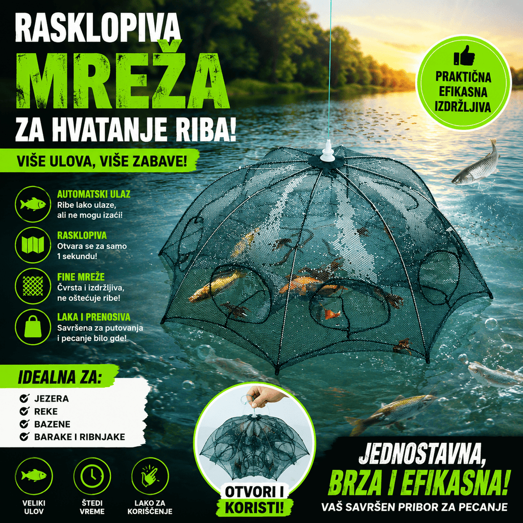 Umbrella Net – Rasklopiva mreža za brzo i lako hvatanje riba