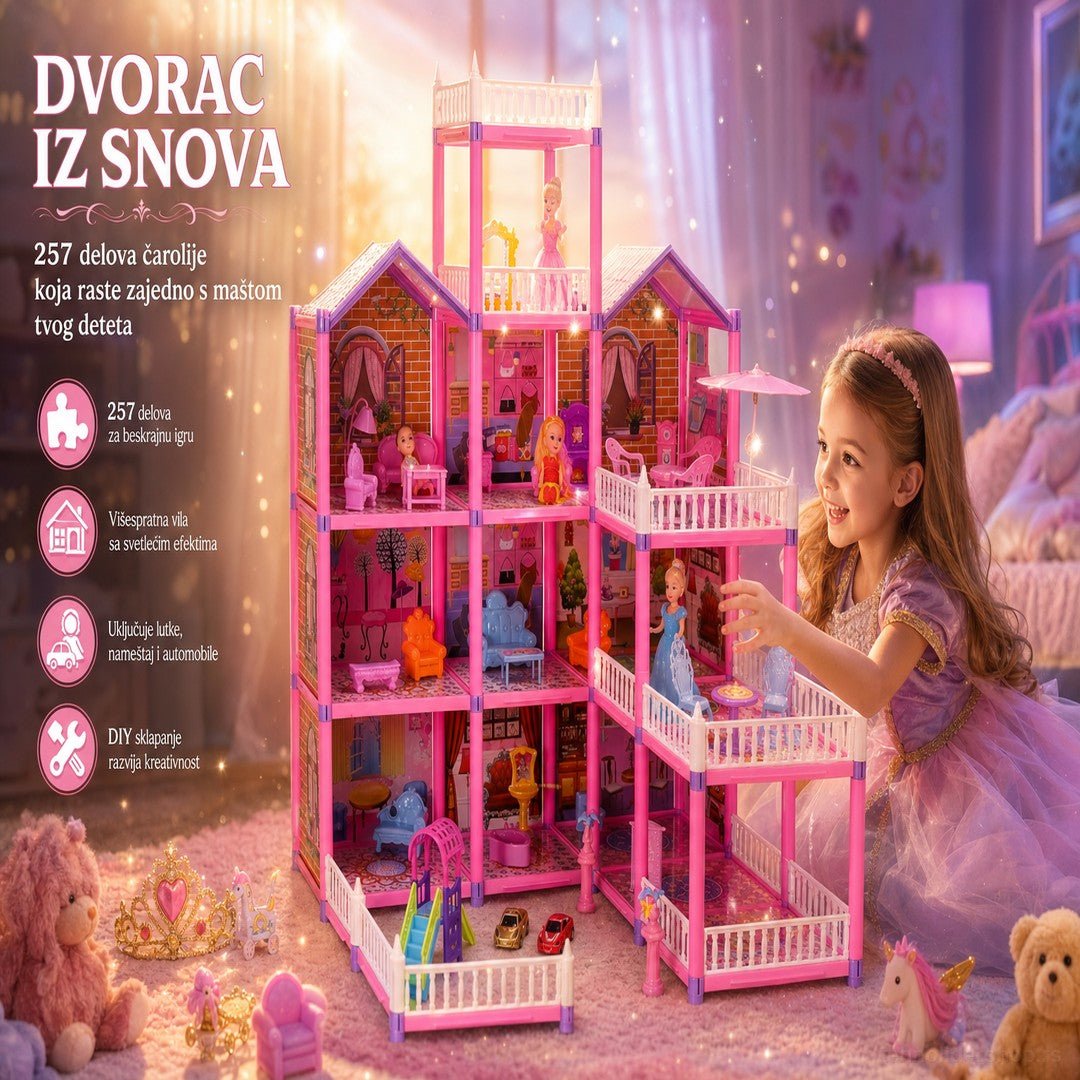 Velika vila za lutke sa 257 delova-dvorac iz snova za beskrajnu zabavu!