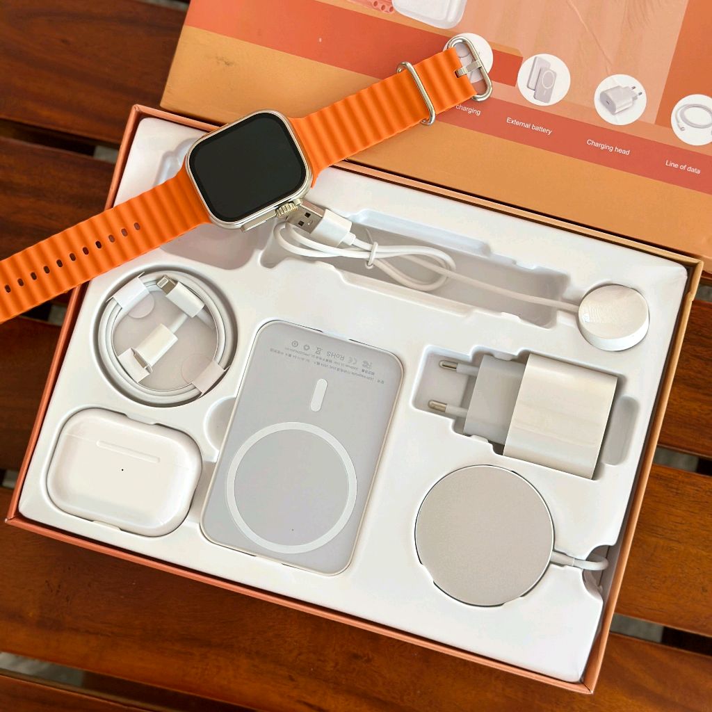 X10 ULTRA (pametni sat, bluetooth slušalice, bluethooth punjač, eksterna baterija, punjač i kabl)